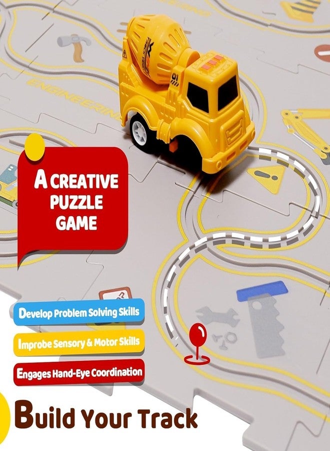 Spindoo Construction Puzzle Track Racer Car Playset - STEM Educational Toy for Toddlers | DIY Puzzle Track & Motorized Car | Brain-Boosting Montessori Toy for Kids 3+ (13 Pcs) - Image 2
